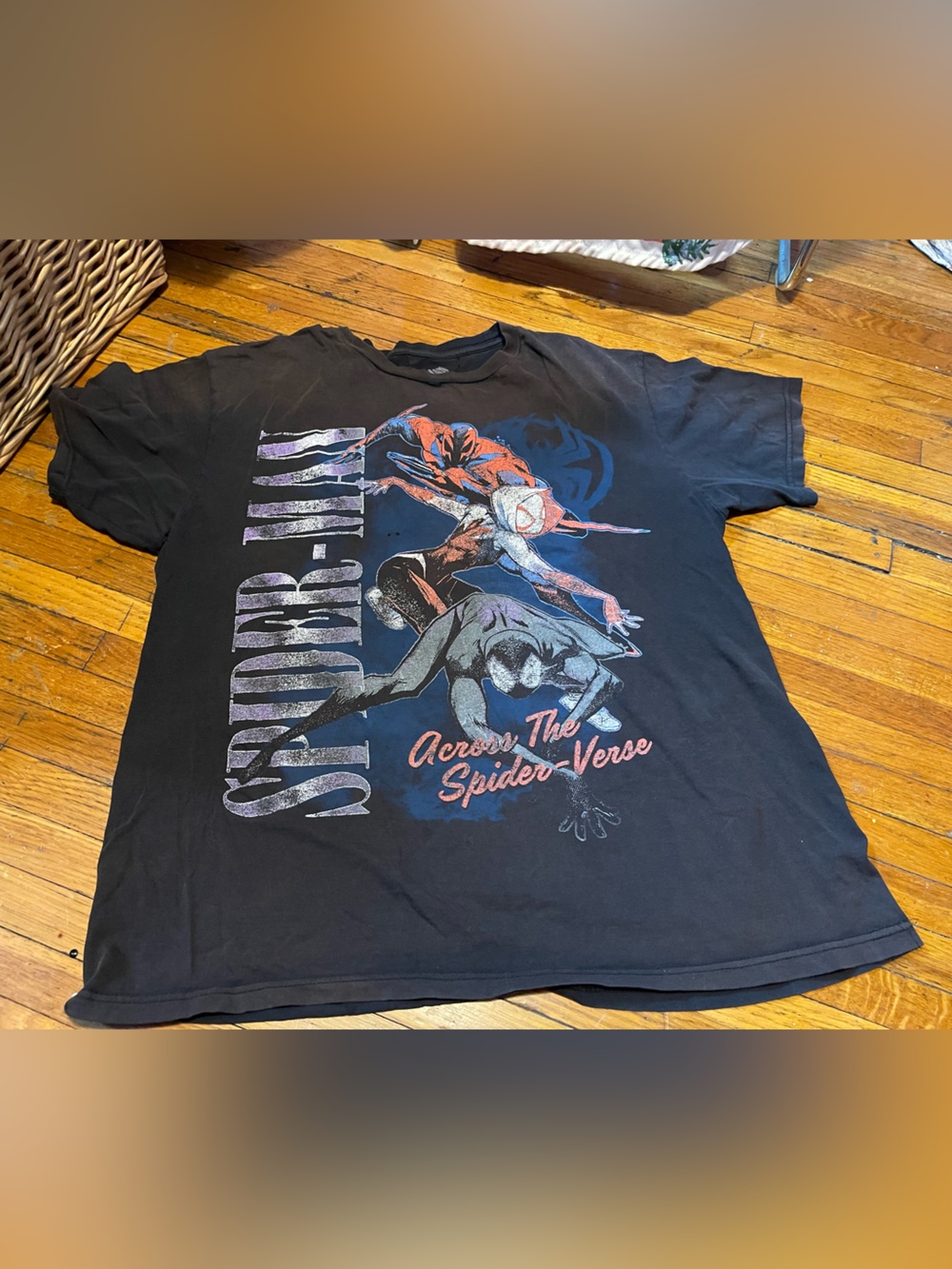 AS IS Spiderman Tee in Black with Red & Blue Graphic - Sz L
